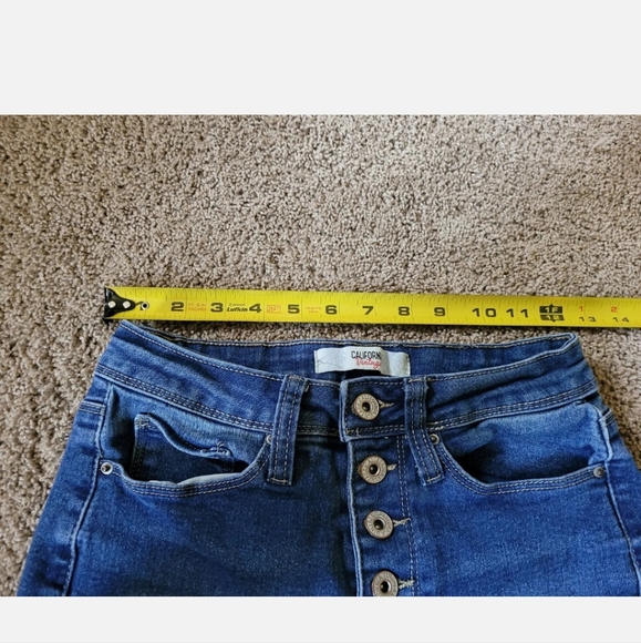 California Vintage SIZE 2 button fly High Rise Denim Ripped Flare stretch jeans - Picture 2 of 6